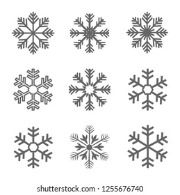 Vector set of winter snowflakes icon.Snow icon flat design.Christmas and New Year decoration element.Winter symbol.