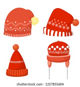 vector set of winter warm hat