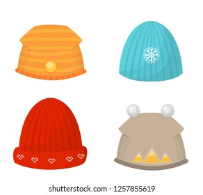 vector set of winter warm hat
