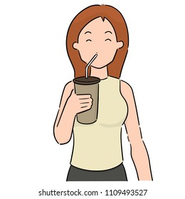 vector set of woman drinking