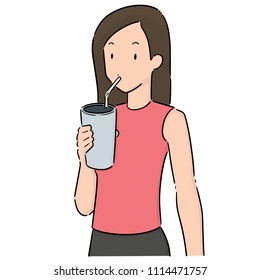 vector set of woman drinking