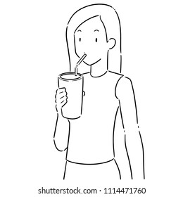 vector set of woman drinking