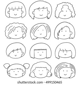 vector set of woman face