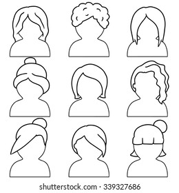 vector set of woman hair styles
