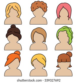 vector set of woman hair styles