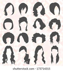 Vector Set: Woman's Hair Style Silhouettes