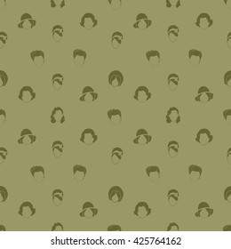 Vector Set: Woman's Hair Style Silhouettes Seamless pattern. Retro Fashion