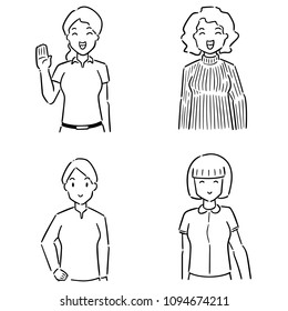 vector set of women