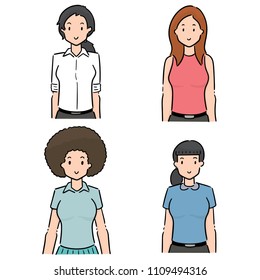 vector set of women