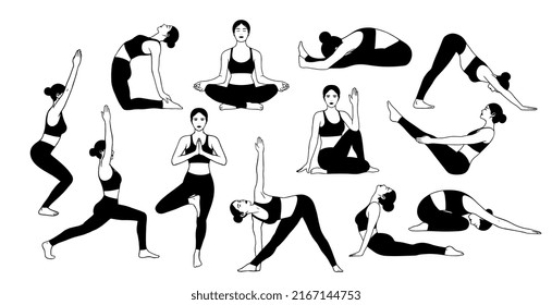 Vector Set Of Women Doing Yoga