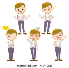 Vector set of women, girl character in different action poses isolated on white background.
