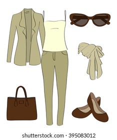 Vector set of women's clothing