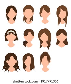 Vector Set of Women's hairstyle