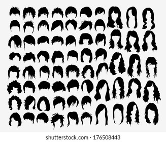 Vector Set Of Women's Hairstyles