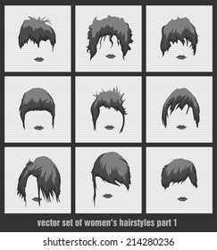vector set of women's hairstyles 