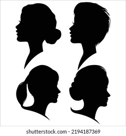 Vektorgrafik von Frauenköpfen Silhouetten Illustration einzeln auf weißem Hintergrund
