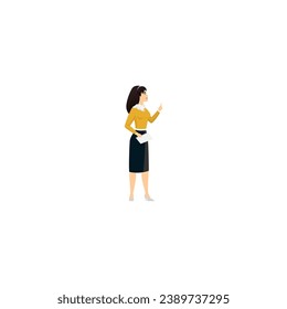 vector set of women's poses with cute movements illustration