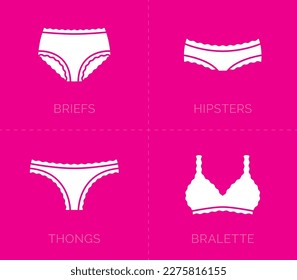 Juego de vectores de iconos de ropa interior de las mujeres