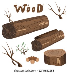 Vector set of wood elements. 
