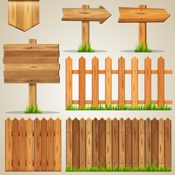 Vector Set Of Wood Elements For Design