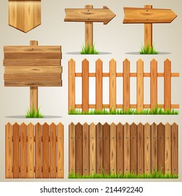 Vector set of wood elements for design