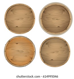 vector set of wooden barrels for beer, wine, rum, whiskey. vintage style for design.