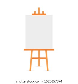 Vector Set of Wooden Brown White Sienna Easels with Mock Up Empty Blank Square Canvases Isolated on Background.