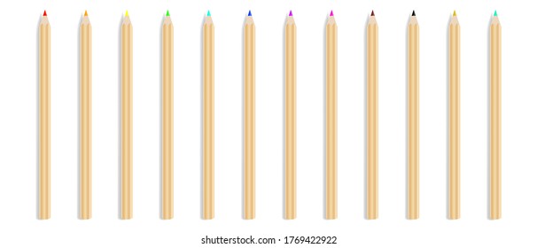 Vector set of wooden color pencils