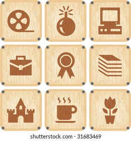 Vector set of wooden Icons