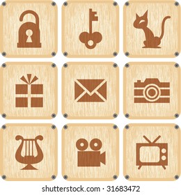 Vector set of wooden Icons