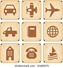 Vector set of wooden Icons