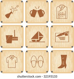 Vector set of wooden Icons