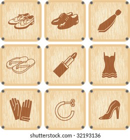 Vector set of wooden Icons