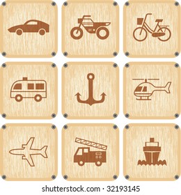 Vector set of wooden Icons