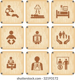 Vector set of wooden Icons