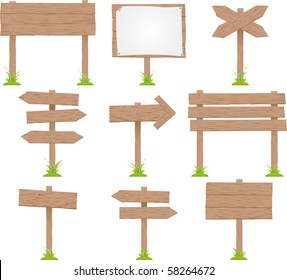 Vector Set Of Wooden Signs