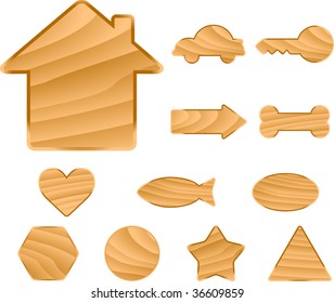 a vector set of wooden symbols