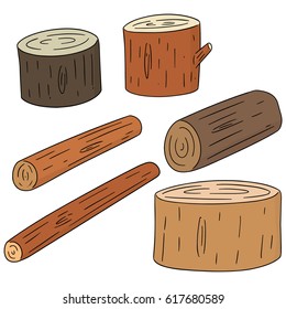 vector set of wooden timber