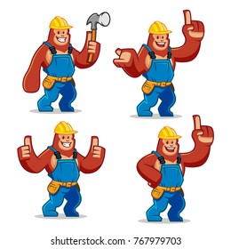 vector set of Worker Gorilla mascot