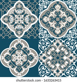 Vector set of works in the Islamic style seamless pattern