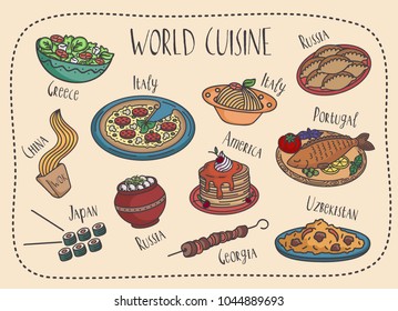 Vector set of world famous food