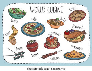 Vector set of world famous food