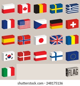 Vector set of world flags. Flags-boxes.