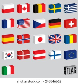 Vector set of world flags. Flags-boxes.