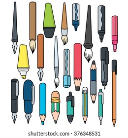 vector set of writing accessories
