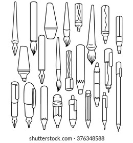 vector set of writing accessories