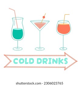 conjunto vectorial con bebidas frías de verano 