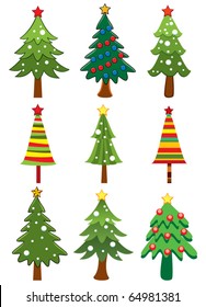 vector set of xmas holiday trees