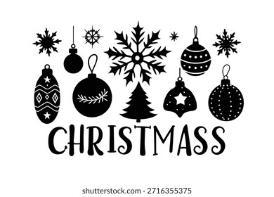 Conjunto de Vector de adornos de Navidad y objeto festivo