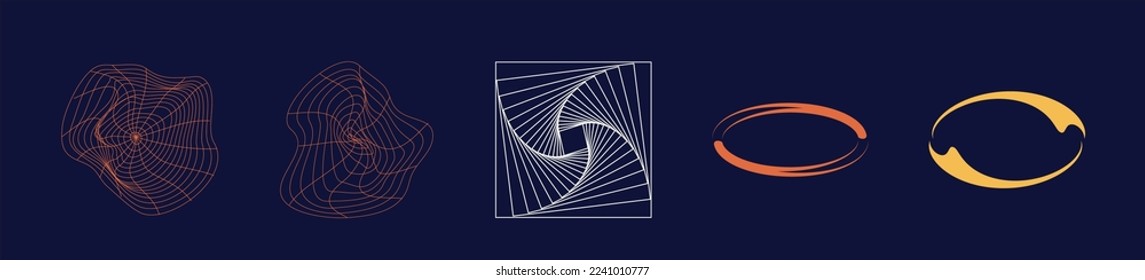 Vector set of Y2K. Brutalism star and flower shapes. Flat minimalist icons. Futuristic. Vector illustration